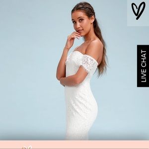 Lulus white off the shoulder lace dress